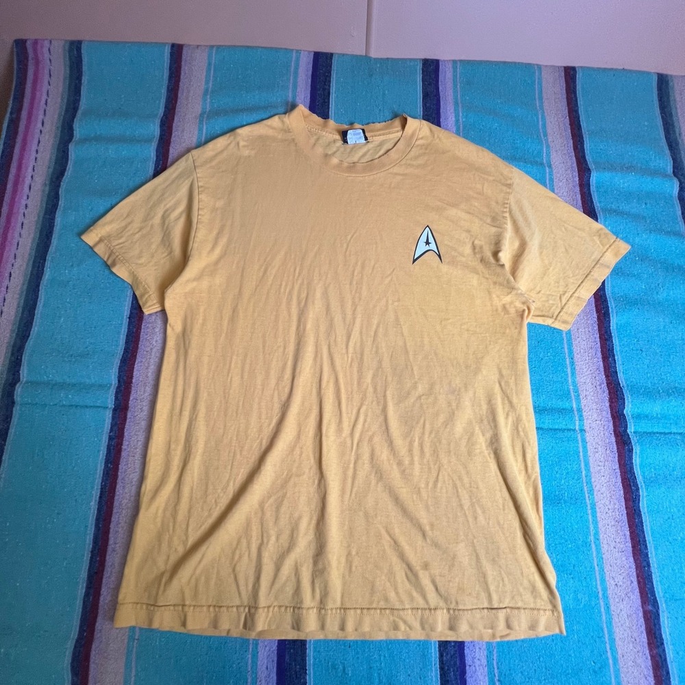 Star Trek T-Shirt Mens L Yellow Command Insignia Distressed Sci-Fi Graphic Tee